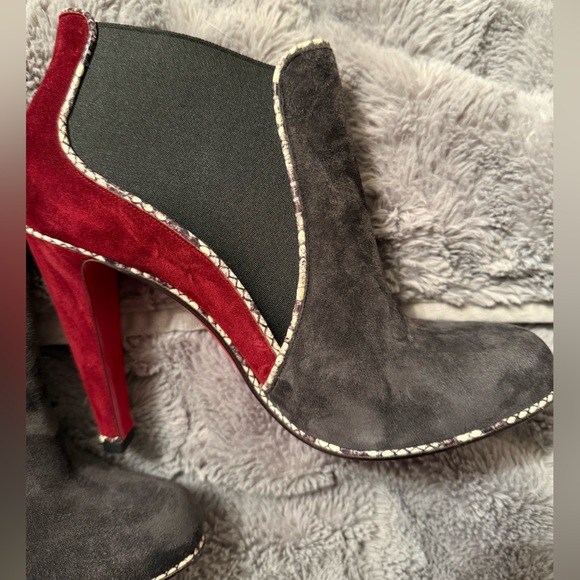 Christian Louboutin LouLou US size 10 EU 41 Suede Boots with Snakeskin AUTHENTIC - Picture 2 of 11